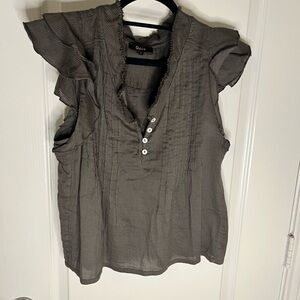 Quince Ruffled Blouse in Charcoal Gray